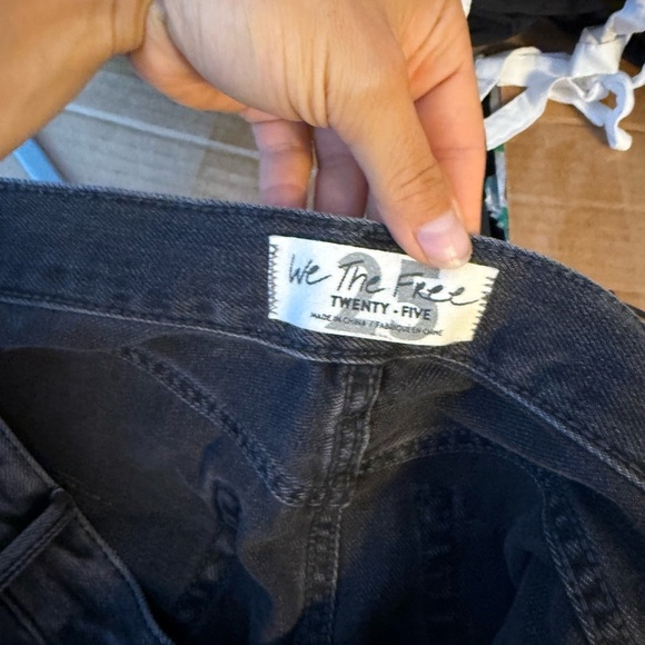 Free People Loving Good Vibrations Distressed Cut Off Black Denim Shorts - Picture 4 of 6